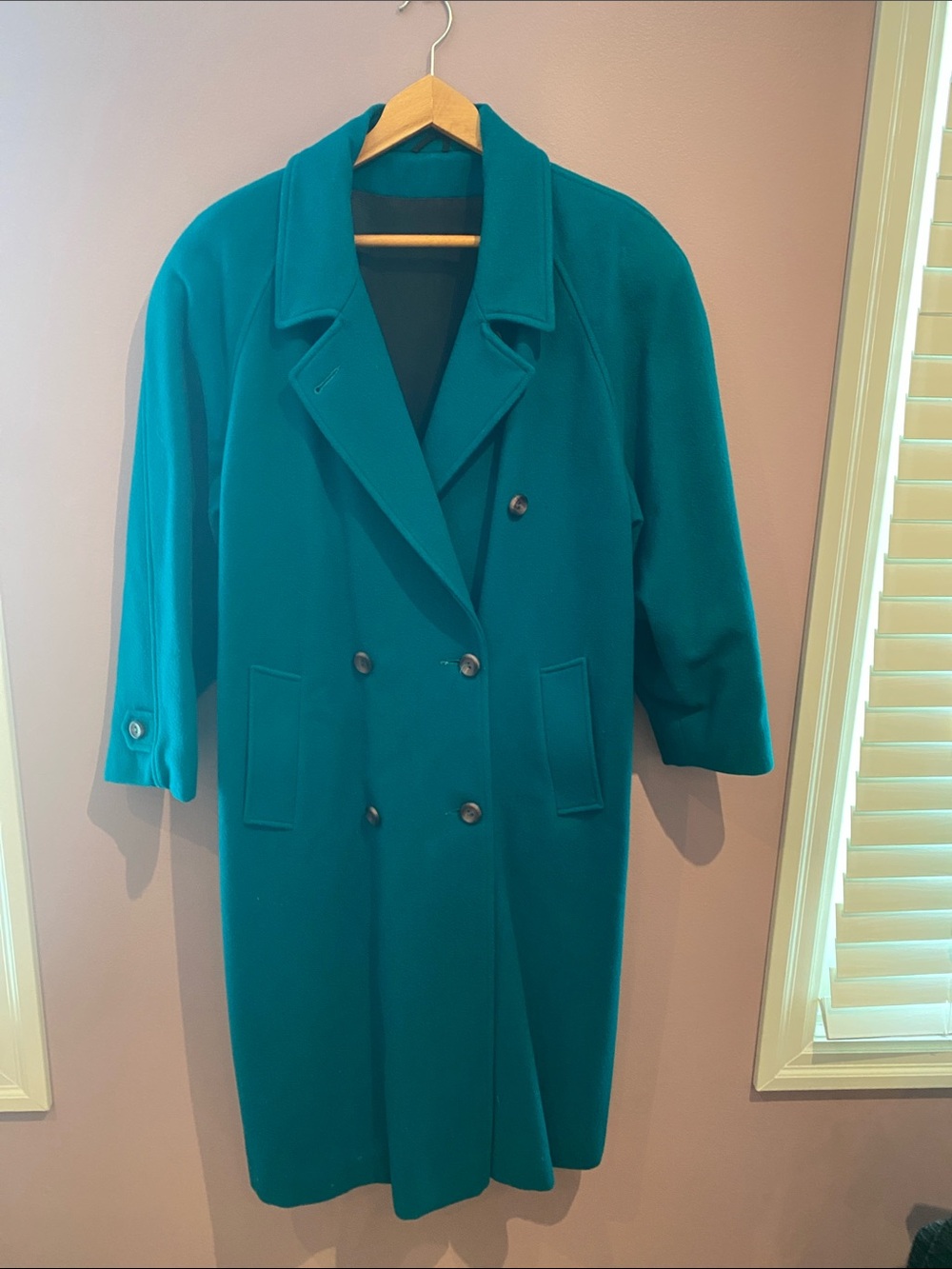 Teal Double-Breasted Women's Coat